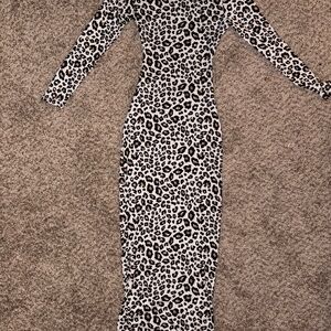Leopard Print Long Sleeve Dress